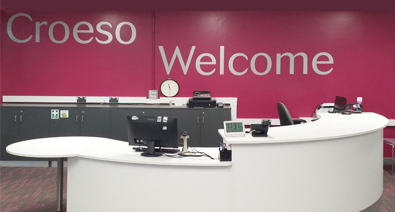 Picture showing Tycoch Library reception desk